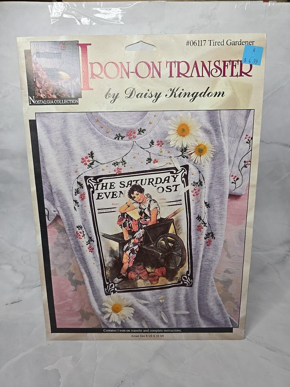 Daisy Kingdom Iron-On Transfer #06117 Tired Gardener Saturday Evening Post